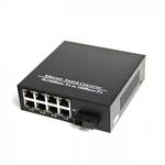 Single Fiber Fast Ethernet WDM / BiDi Fiber Media Converter, 1-port Fiber & 8-port RJ45, Tx:1310nm/Rx:1550nm, SMF, 20km