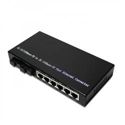 Single Fiber Fast Ethernet WDM / BiDi Fiber Media Converter, 2-port Fiber & 6-port RJ45, Tx:1310nm/Rx:1550nm, SMF, 20km