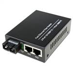 Dual Fiber 10/100Base-TX to 100Base-FX Fast Ethernet Fiber Media Converter, 1-port Fiber & 2-port RJ45, 1310nm MMF, 2km