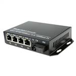 Single Fiber Gigabit Ethernet WDM / BiDi Fiber Media Converter, 1-port Fiber & 4-port RJ45, Tx:1550nm/Rx:1490nm, SMF, 80km