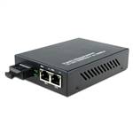 Dual Fiber 10/100/1000Base-TX to 1000Base-LX Gigabit Ethernet Fiber Media Converter, 1-port Fiber & 2-port RJ45, 1310nm MMF, 2km