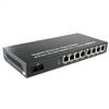 Dual Fiber 10/100/1000Base-TX to 1000Base-LX Gigabit Ethernet Fiber Media Converter, 1-port Fiber & 8-port RJ45, 1310nm MMF, 2km