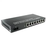 Dual Fiber 10/100/1000Base-TX to 1000Base-LX Gigabit Ethernet Fiber Media Converter, 1-port Fiber & 8-port RJ45, 1310nm MMF, 2km