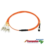QSFP+ MPO to 8 LC (4 Duplex LC) Fanout / Breakout cabo, Multimode OM1