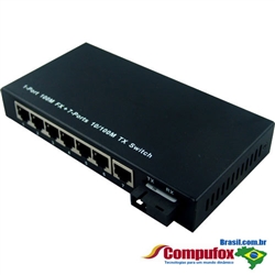 A Pair of 10/100M Single Fiber 1-port SC/ST/FC & 7-port RJ45 BIDI WDM Fiber Media Converter