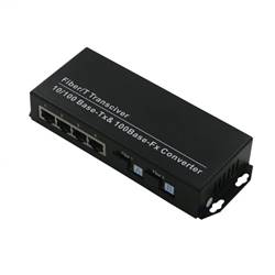 Single Fiber Fast Ethernet WDM / BiDi Fiber Media Converter, 2-port Fiber & 4-port RJ45, Tx:1550nm/Rx:1310nm, SMF, 20km
