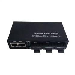 Dual Fiber 10/100Base-TX to 100Base-ZX Fast Ethernet Fiber Media Converter, 3-port Fiber & 2-port RJ45, 1550nm SMF, 120km