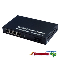 10/100/1000M Dual Fiber 1-port SC/ST/FC & 4-port RJ45 Fiber Media Converter