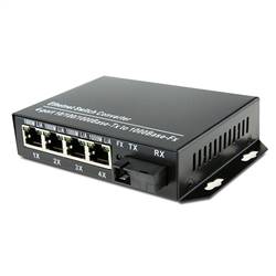 Single Fiber Gigabit Ethernet WDM / BiDi Fiber Media Converter, 1-port Fiber & 4-port RJ45, Tx:1310nm/Rx:1550nm, SMF, 20km