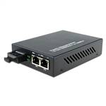 Dual Fiber 10/100/1000Base-TX to 1000Base-EX Gigabit Ethernet Fiber Media Converter, 1-port Fiber & 2-port RJ45, 1310nm SMF, 40km