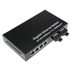 Dual Fiber 10/100/1000Base-TX to 1000Base-LX/LH Gigabit Ethernet Fiber Media Converter, 2-port Fiber & 4-port RJ45, 1310nm SMF, 10km