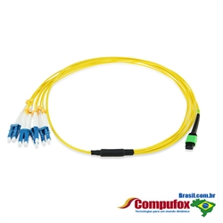 QSFP+ MPO to 8 LC (4 Duplex LC) Fanout / Breakout cabo, Singlemode