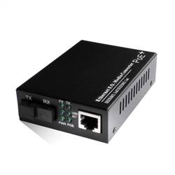 Single Fiber 10/100/1000M PoE Media Converter, 1-port Fiber & 1-port RJ45, Tx:1490nm/Rx:1550nm, SMF, 80km
